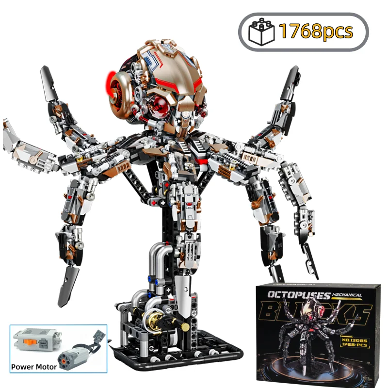 

Новые механические строительные блоки с двигателем осьминога, кирпичи, модель мира животных, сборные игрушки для детей, подарки на Рождество и день рождения