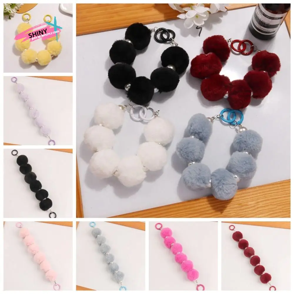 Anti Lose Sling Plush Hairball Mobile Phone Chain Colorful Plush Hairball Hairball Phone Chain Winte Candy Color