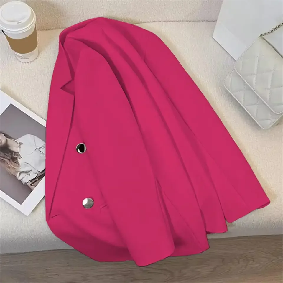 

Винтажное женское пальто с двубортной застежкой, повседневное, на пуговицах, с карманами, весеннее, свободного кроя, средней длины, деловое, верхняя одежда