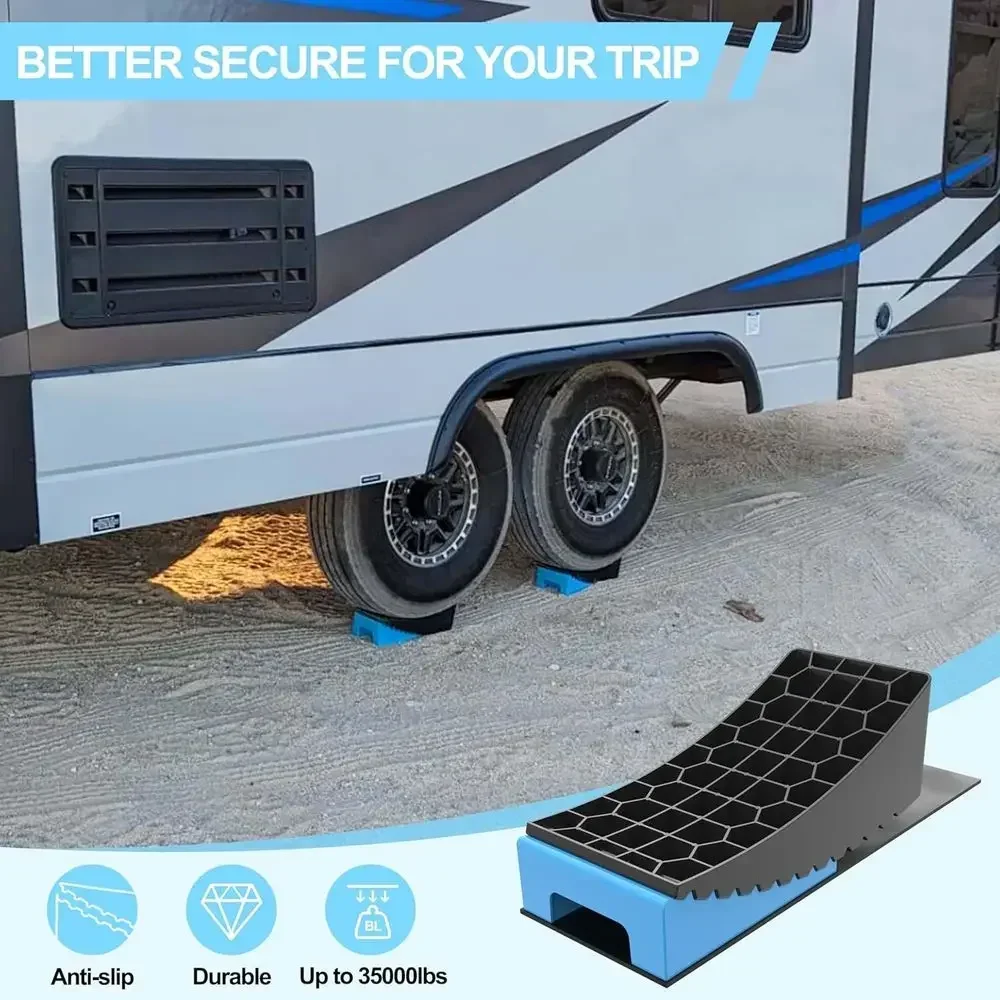 CirclrRoad RV Levelers, Heavy Duty RV Ramps for Leveling, Camper Wheel Levelers, Trailer Leveling Up to 35,000 lbs with Rubber A