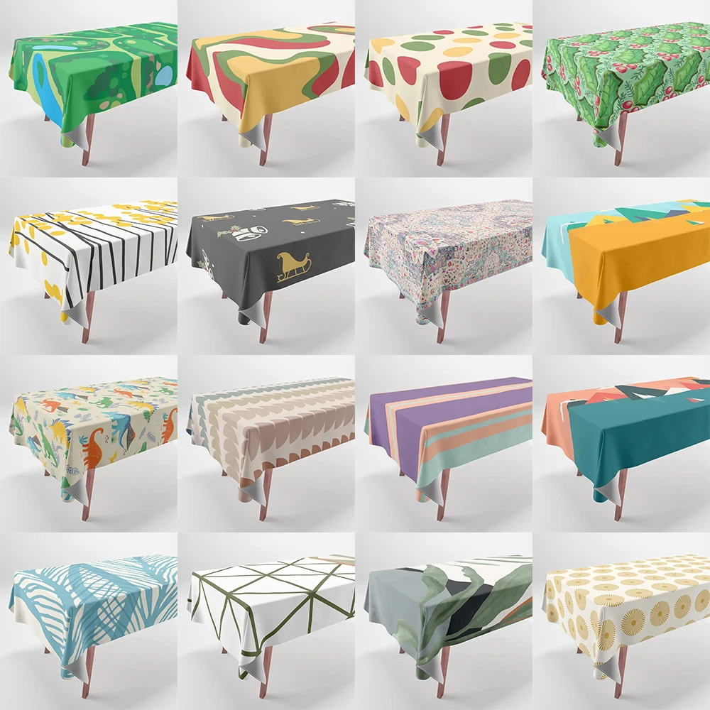 Colorful Geometric Printed Tablecloths Home Decor Rectangular Party  Stain Resistant Tablecloth Dust Cover