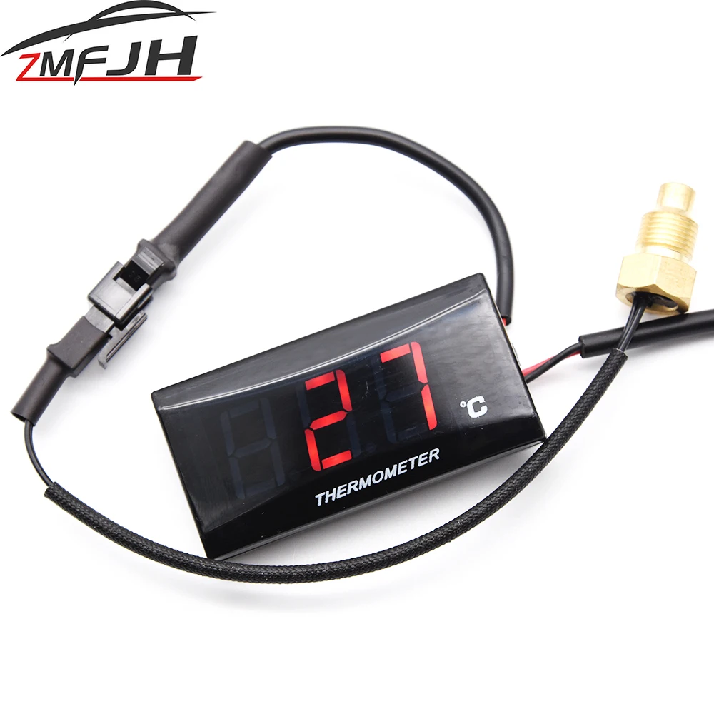 Motorcycle Thermometer Monitor Water Tank Retrofit Temperature Meter Indicator Warning With Sensors LCD Digital Temp Gauge