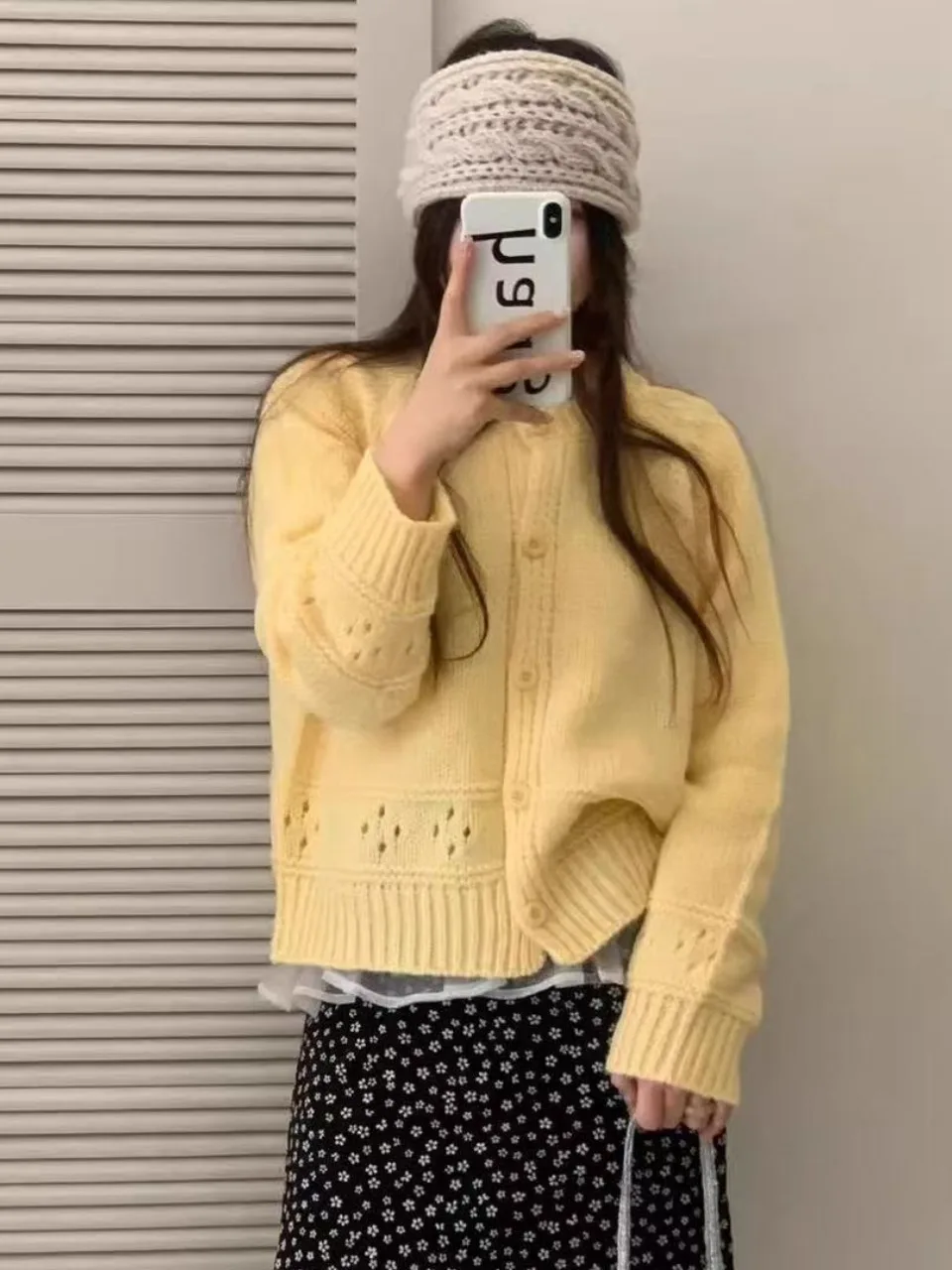 Sweet Pink Lace Hook Knit Sweater Cardigan Women's Loose Spring Autumn Soft Thin Knitted Top Coat round Ne Long Sve