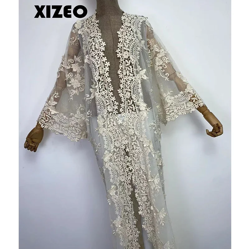 XIZEO kardigan Kaftan wanita musim gugur musim dingin elegan liburan Afrika ukuran bebas lengan panjang hadiah pernikahan Kimono