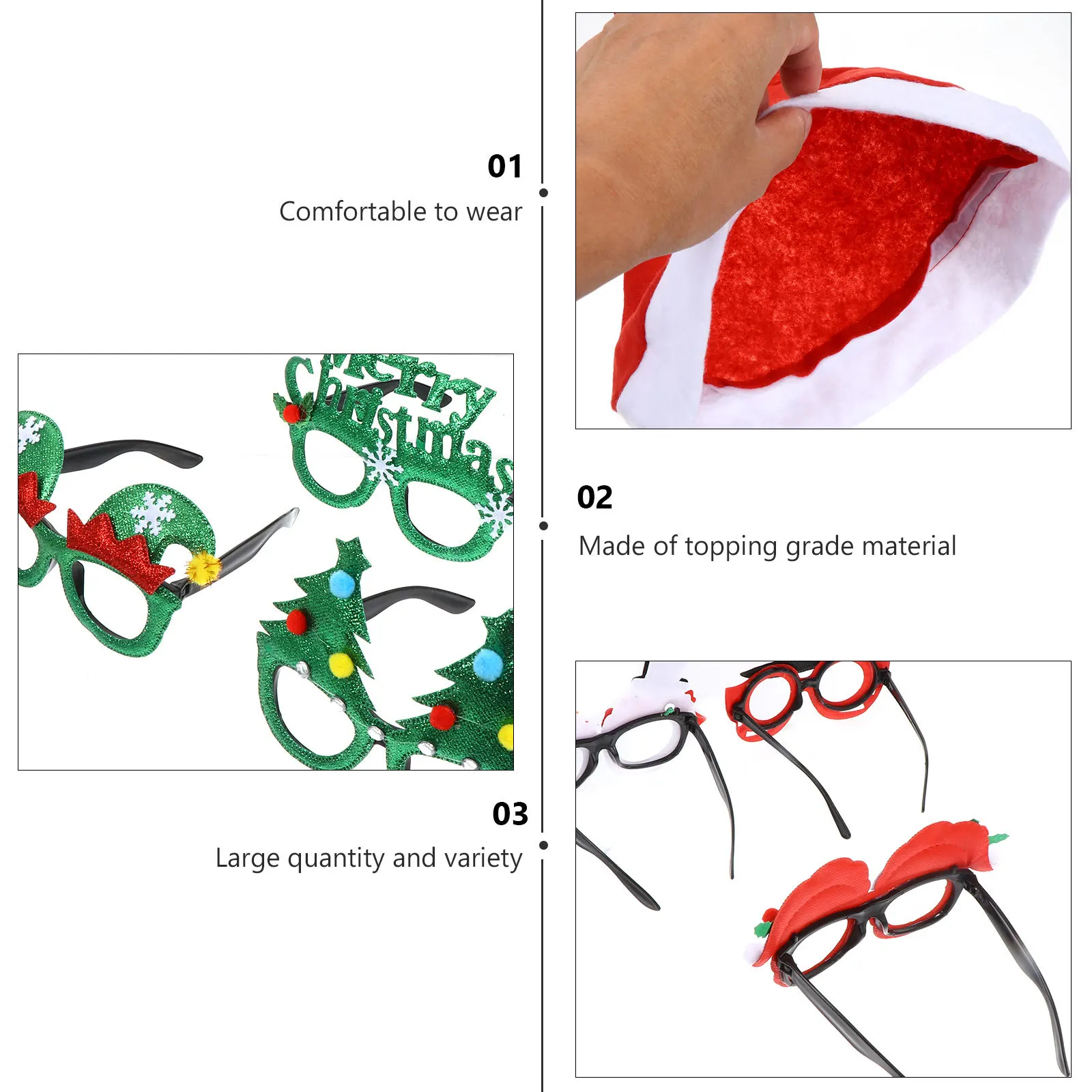 

1set 1Set Christmas Glasses Hats Combo Top Quality Festive Party Props For Adults Xmas Supply Decoration Accessory