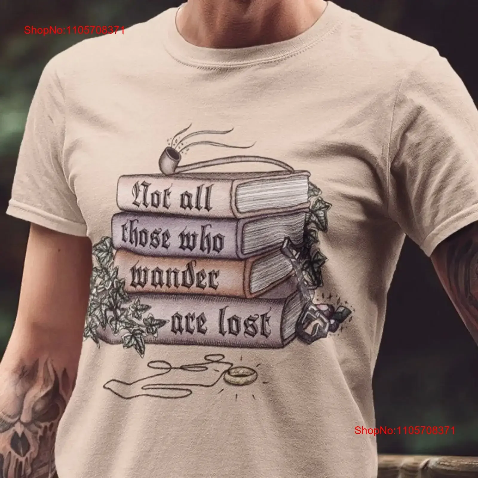 Not All Those Who Wander Are Lost Fantasy Middle Earth Book Stack Classic T Shirt vintage Washed Breathable Unisex graphic