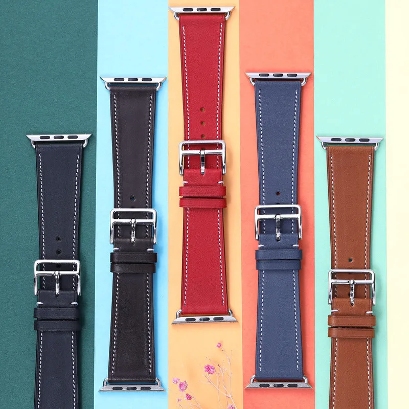 For the new Apple Watch s10 strap top cowhide, Apple Watch 9,46mm, 49mm hand sewn strap Ultra2, Premium sense H strap logo.