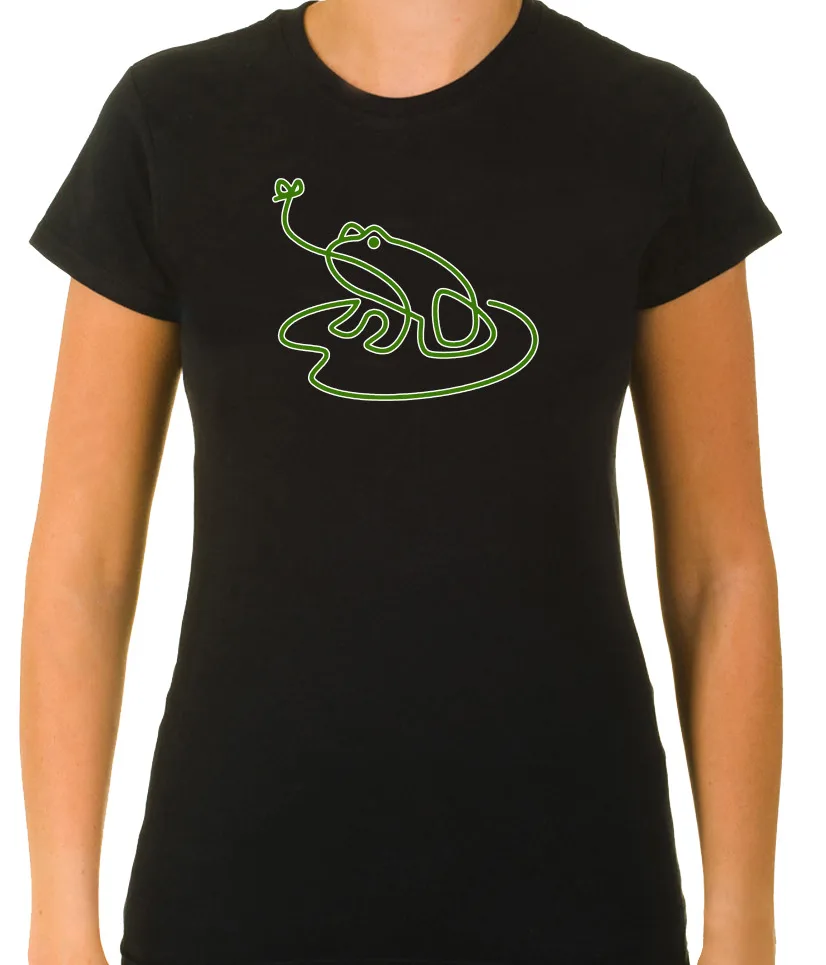 Sweet Green Frog And Tongue Figure T Shirt Women G554