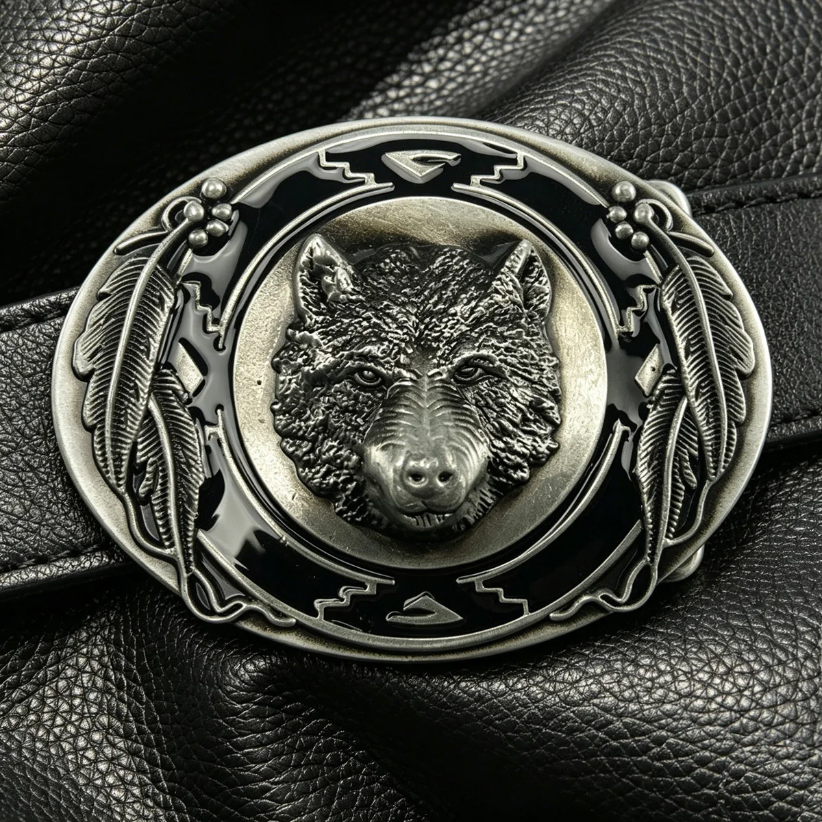 Men's Retro Western Wolf Head Shape Belt Buckle Fashionable Leather Accessory Cowboy Classic Trend