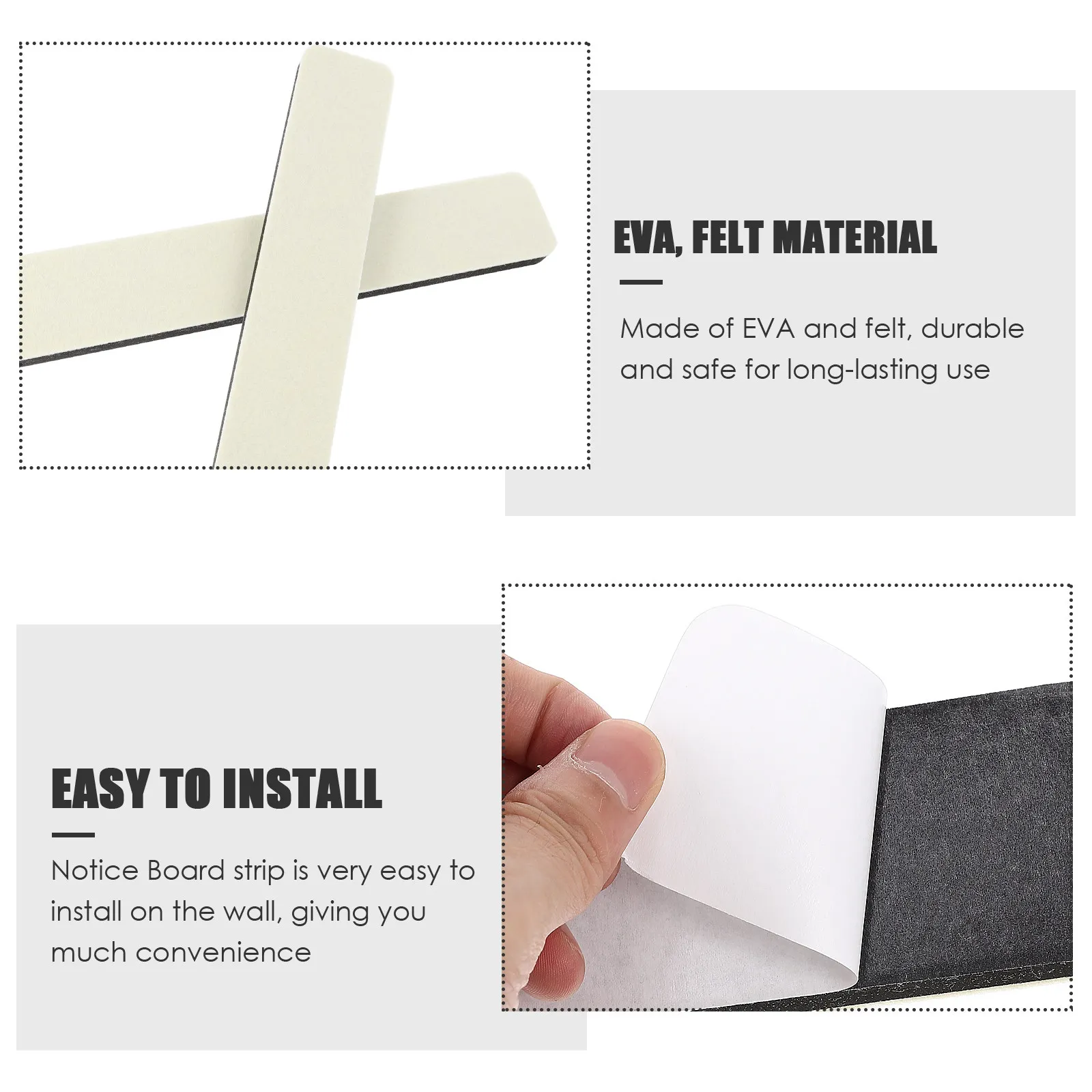 1Set Felt Pin Bulletin Board Strips Bright Self-Adhesive Notice Board Strips Wall Decoration Home Office School