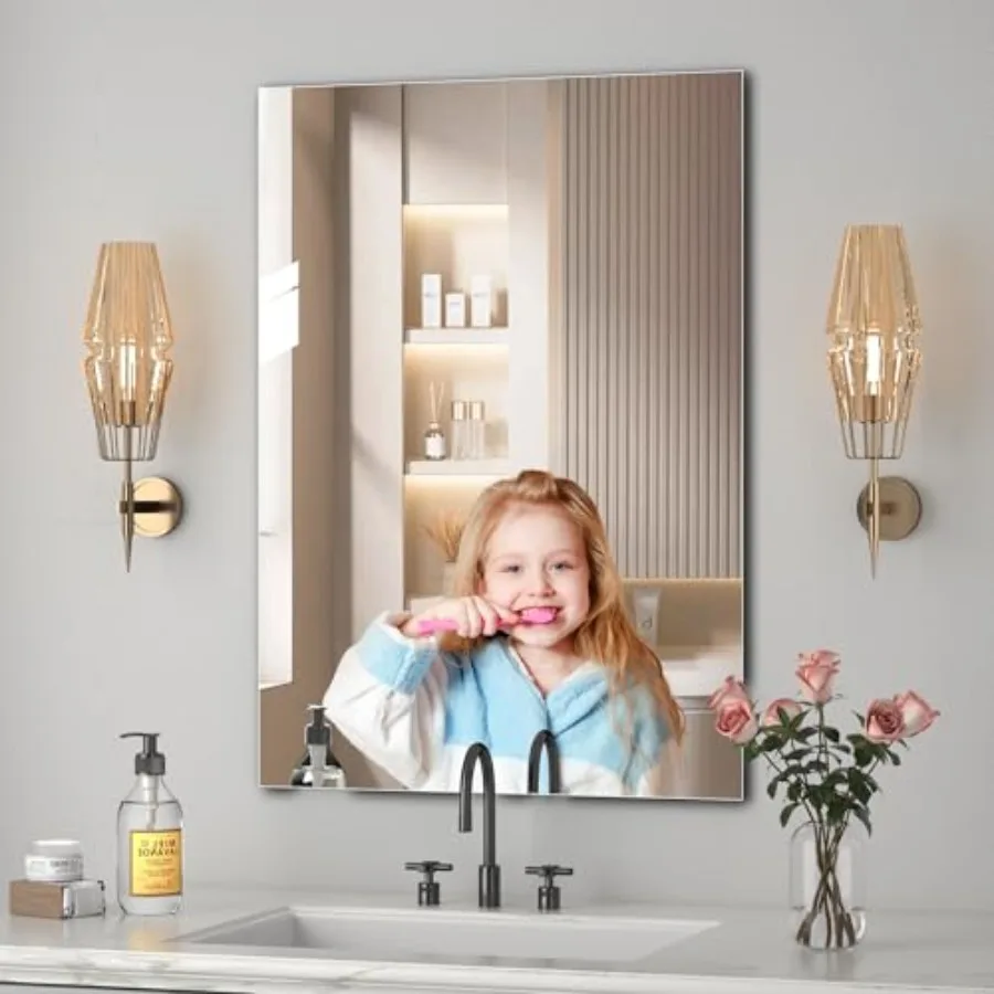 

Bathroom Mirror for Wall Vanity Mirror 20"x28"-1pcs Mirror for Bathroom Sink Rectangle Modern Horizontal or Vertical