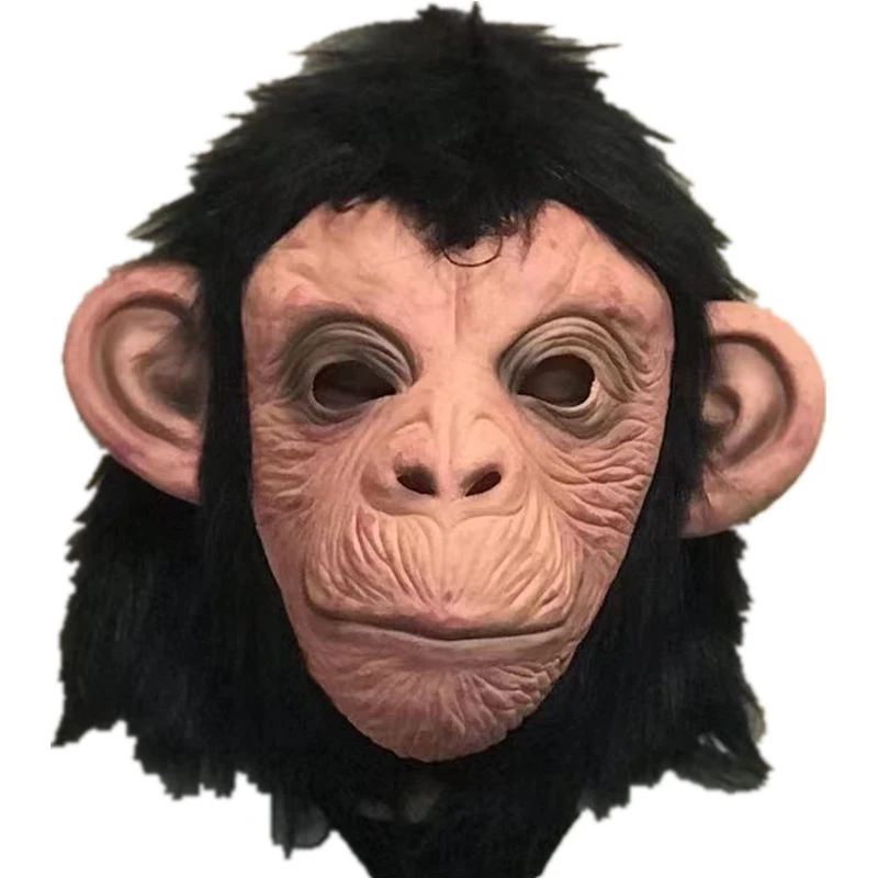 Máscara aterradora de disfraz de cabeza de gorila, mono asustador, máscara de broma, máscara de animal divertida, casco de rendimiento