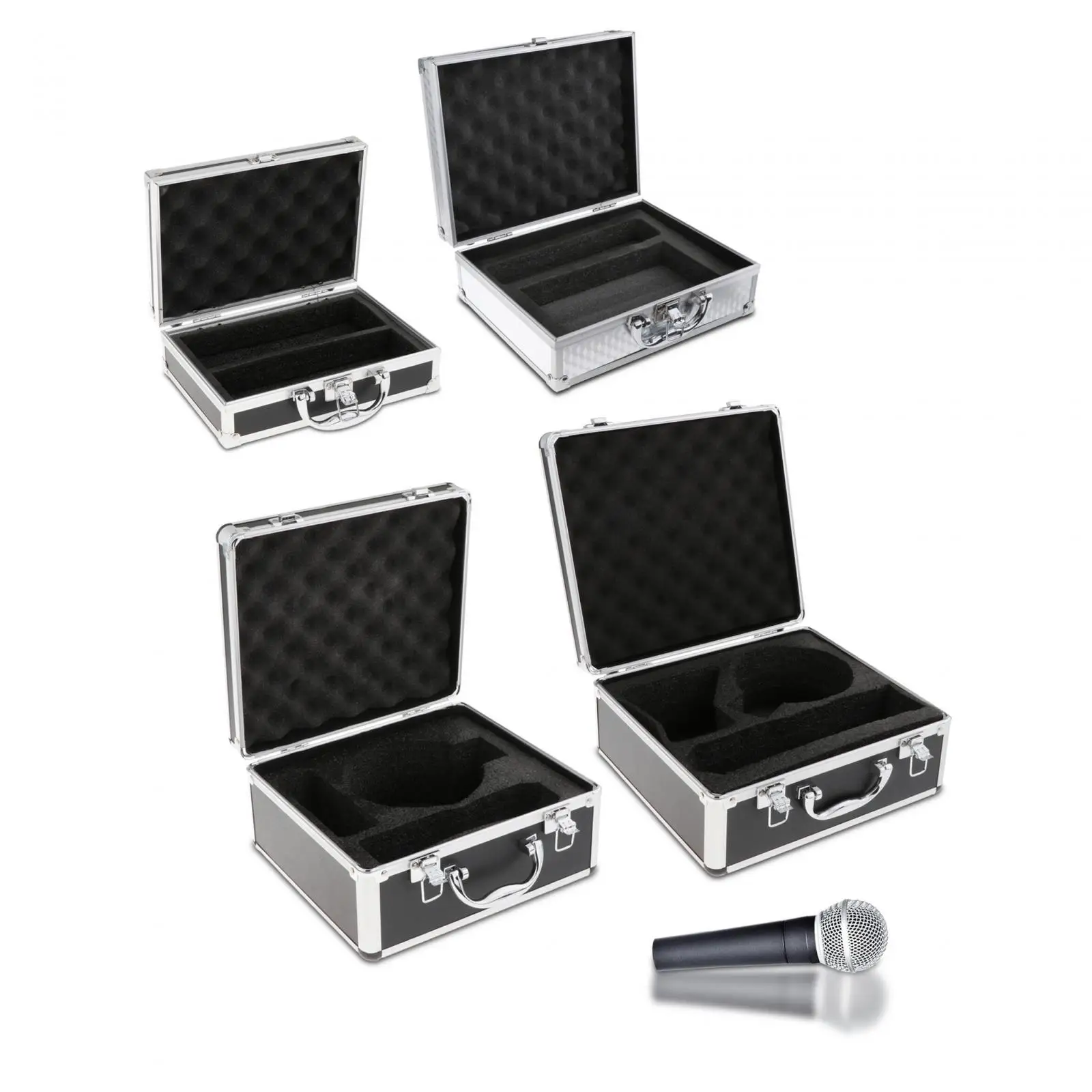 Mic Gear Storage Box Portable Aluminum Mic Suitcase Studio for Travel Outing Equipment Toolbox Hard Shell Carrying Case