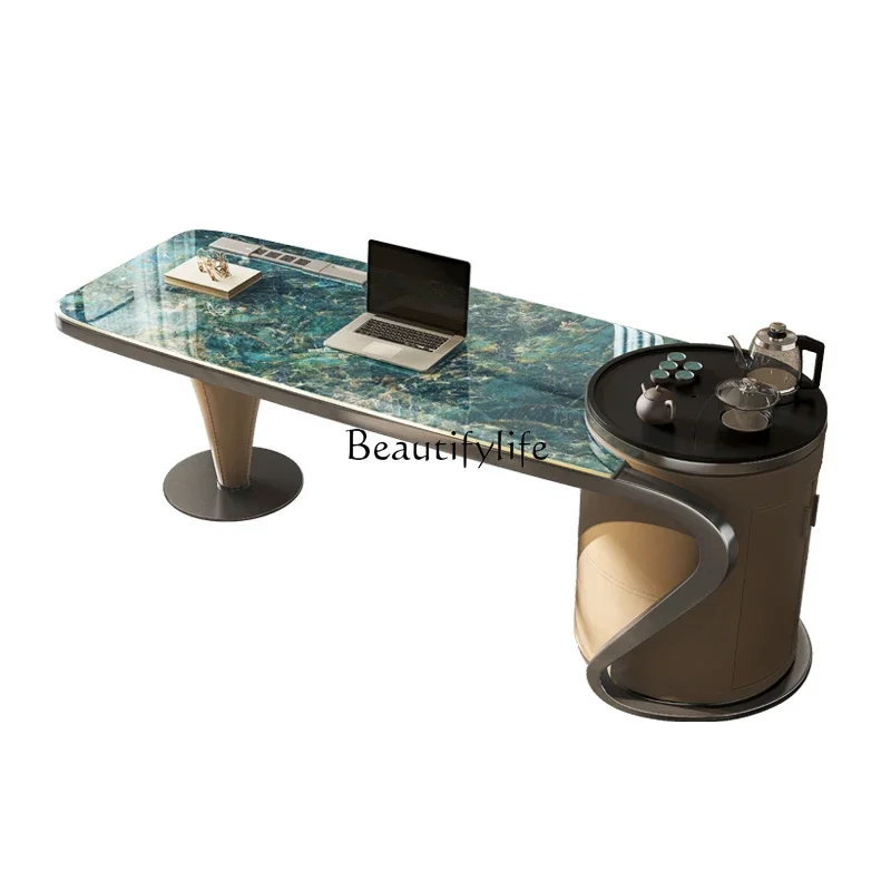 54-*Light luxury desk luxury stone slate tea integrated modern simple home