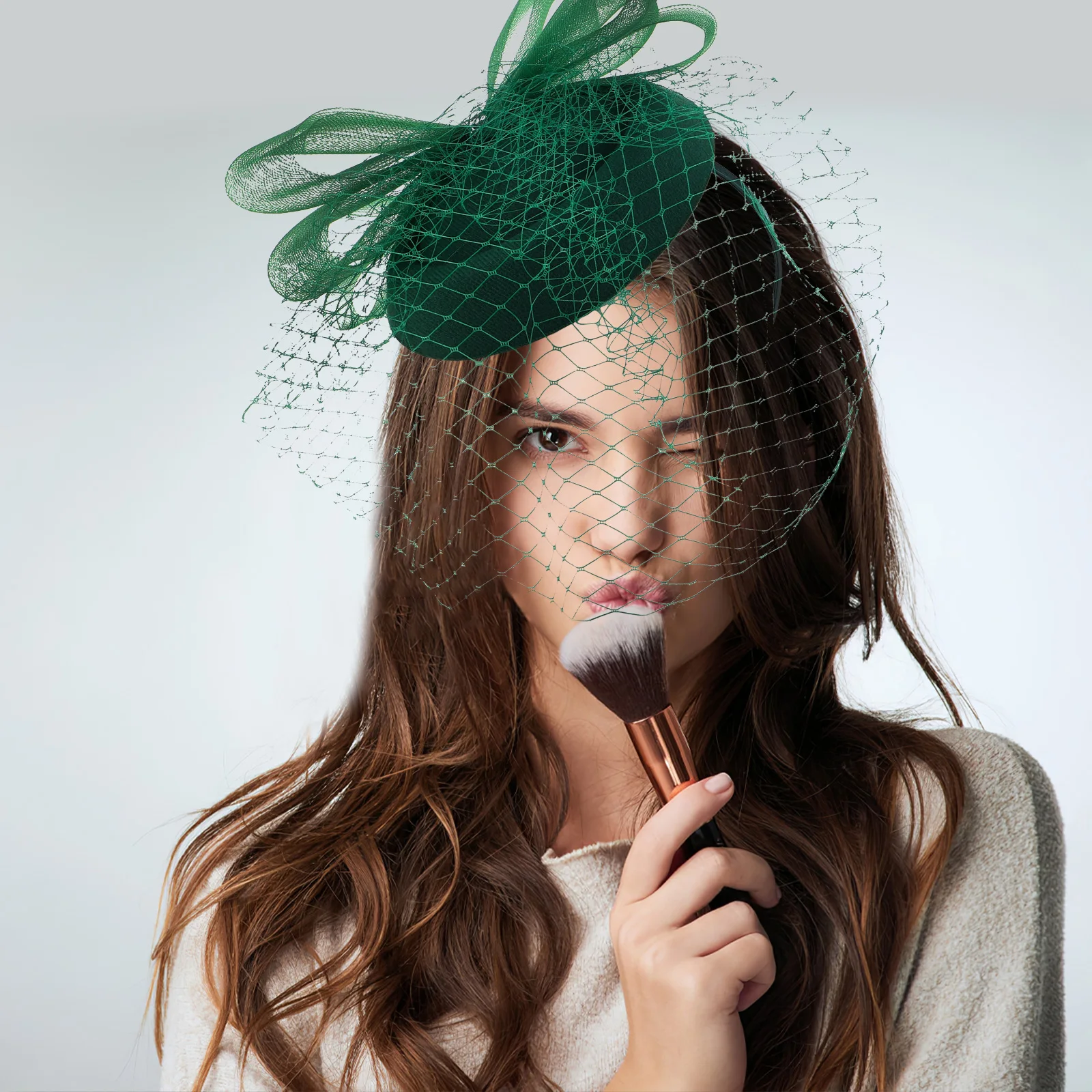 

Retro Bridal Headband Rhinestone Headpiece Green Polyester Hair Accessories for Women Dinner Party