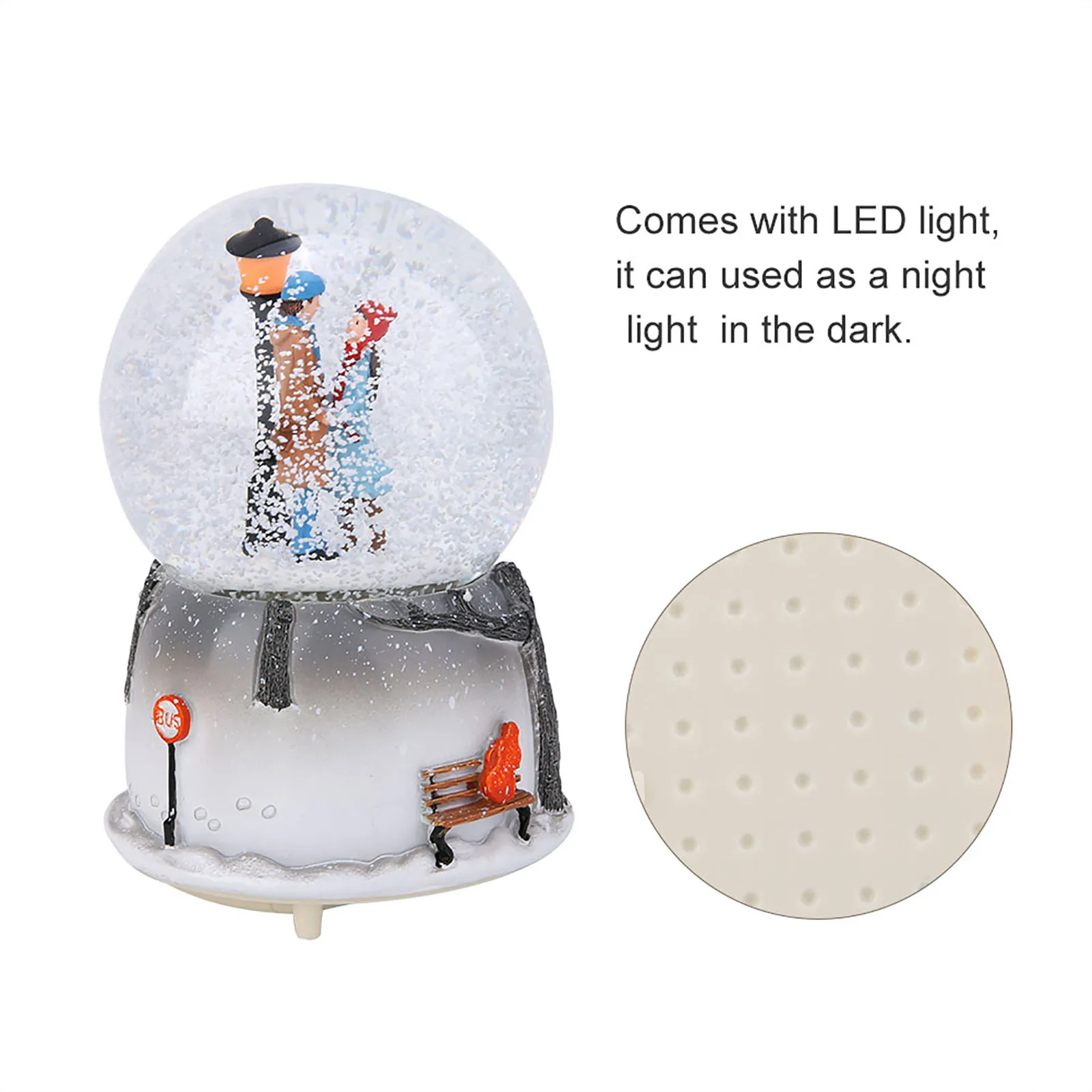 Novelty Night Light Musical Snow Globe Music Box Desktop Ornament