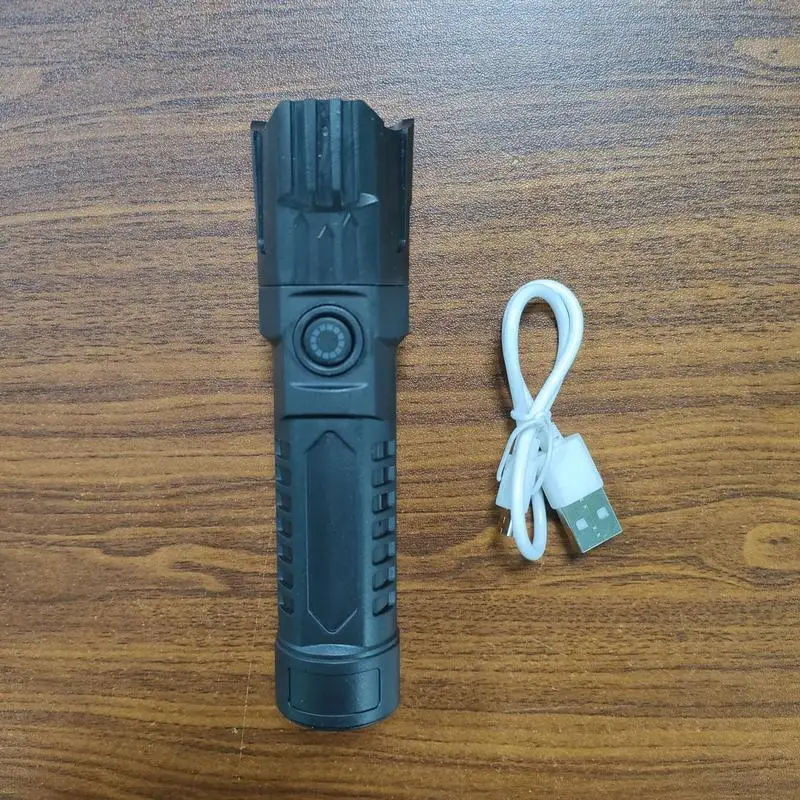 Portable led strong light flashlight, USB rechargeable telescopic zoom torch, multi-functional outdoor lamp outdoor camping