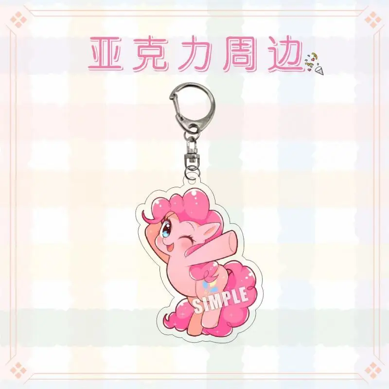 Kawaii My Little Pony Anime Rainbow Dash Twilight Sparkle Acrylic Keychain Cute Cartoon Applejack Fluttershy Bag Pendant