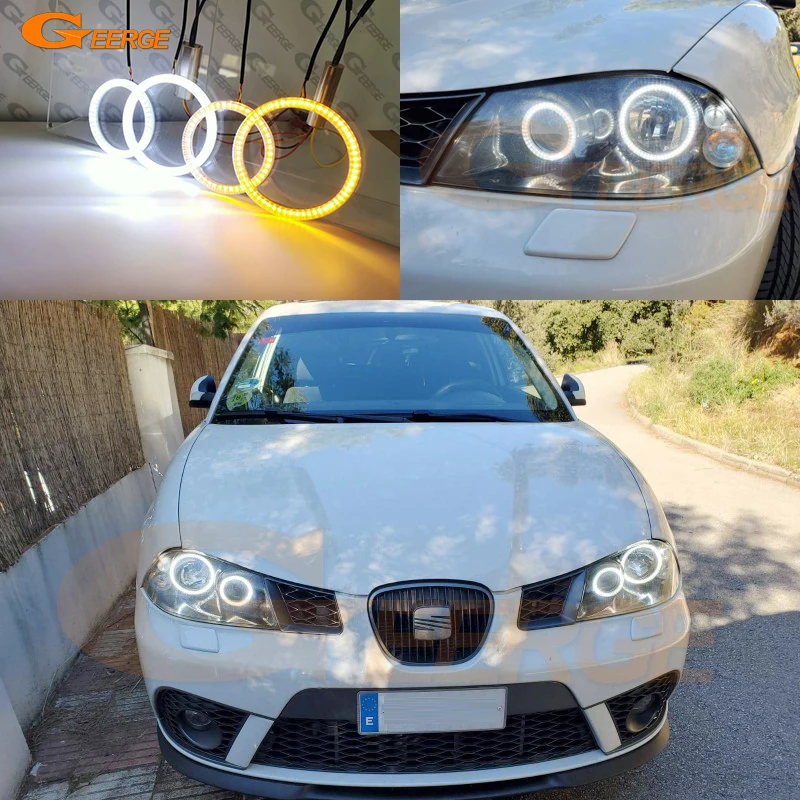 

For Seat Ibiza III Cordoba 6L Facelift 2006 2007 2008 2009 Ultra Bright Switchback DRL Turn Signal LED Angel Eyes Kit Halo Rings