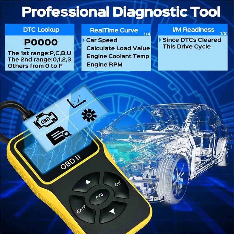 OBD2 Scanner Diagnostic Tool For Auto Engine Code Reader Enhanced Functionality With Reset Support For Efficient Car Diagnostics