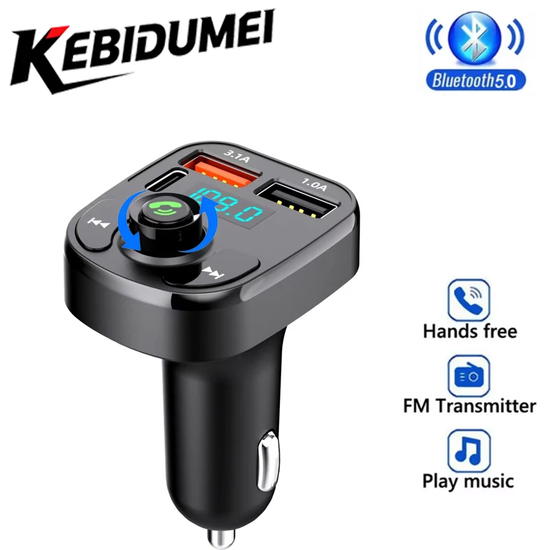 Bluetooth 5.0 transmissor fm carro sem fio modulador de rádio fm kit carro duplo usb carregador carro adaptadores transmissor fm receptor