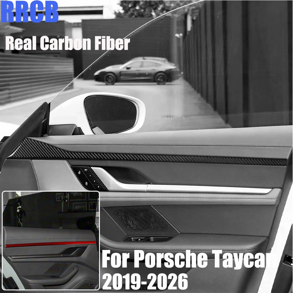 

Real Carbon Fiber Car Accessories Door Strips Trim Cover Soft Sticker For Porsche Taycan 2019 2020 2021 2022 2023 2024 2025 2026