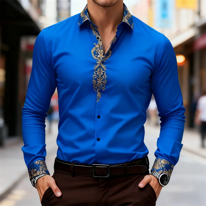 2025 New Men's Shirt, Street Style, 3D Printed High-Definition Pattern Print, Stylish Lapel Design, Versatile Trendy Men's Top