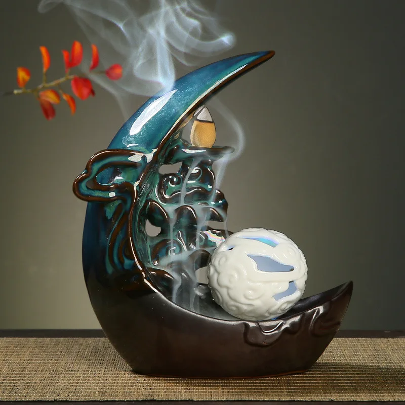 LED sunmoon Reverse incense Furnace handicaft Reverse incense Bunny Running Moon Melting Furnace Yoga Decoration Home candle