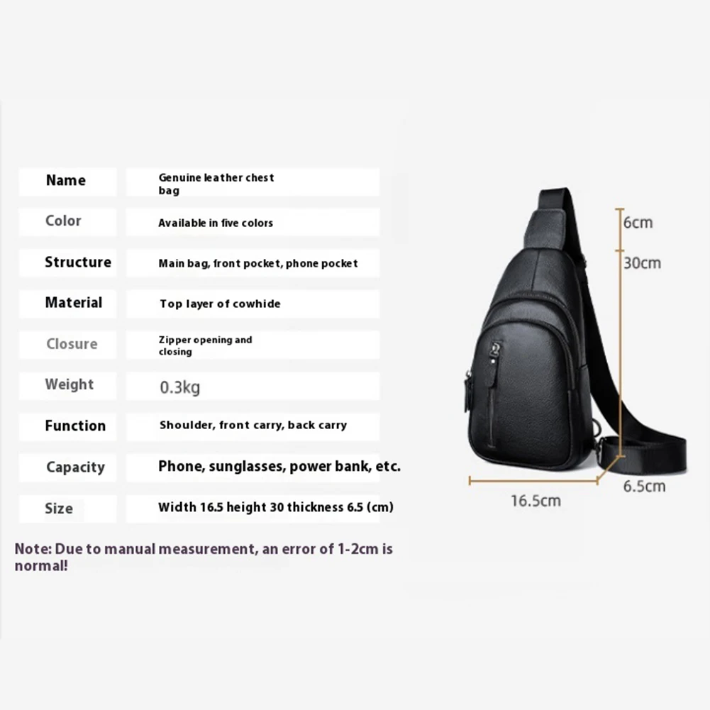 Leather Sling Bag for Men with Adjustable Shoulder Strap Crossbody Bag Cross Body Pack Fanny Packs for Hiking Cycling Traveling