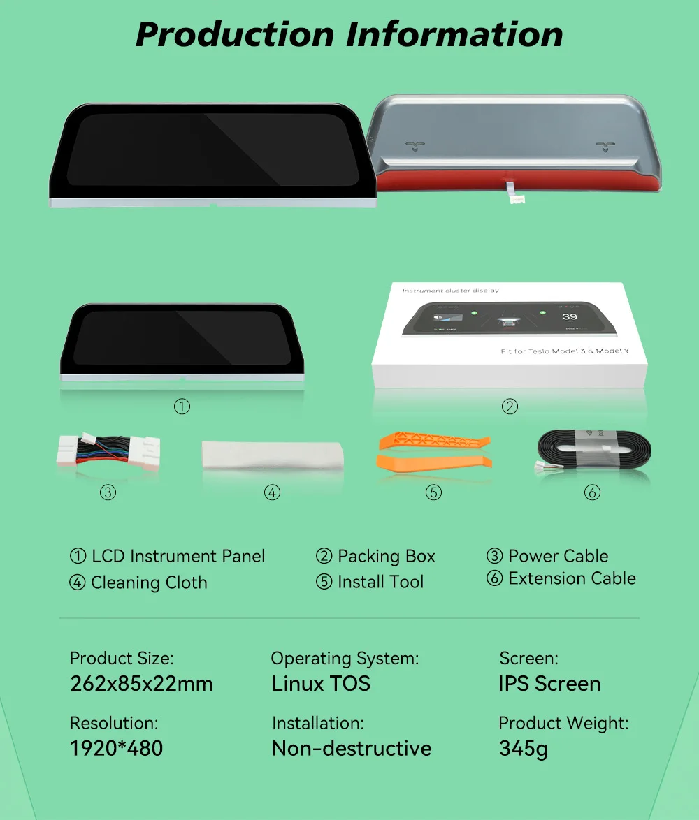 Cruscotto digitale Heads Up per Tesla Model 3 Y Display Carplay Android Auto schermo IPS da 9.66 pollici Auto HUD Power Speed