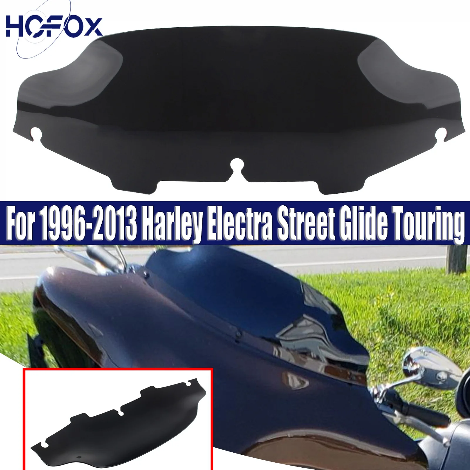 

For Harley Electra Street Glide Touring 1996-2013 Motorcycle Front Windscreen Wind Deflectors Modified Heightened Windshield