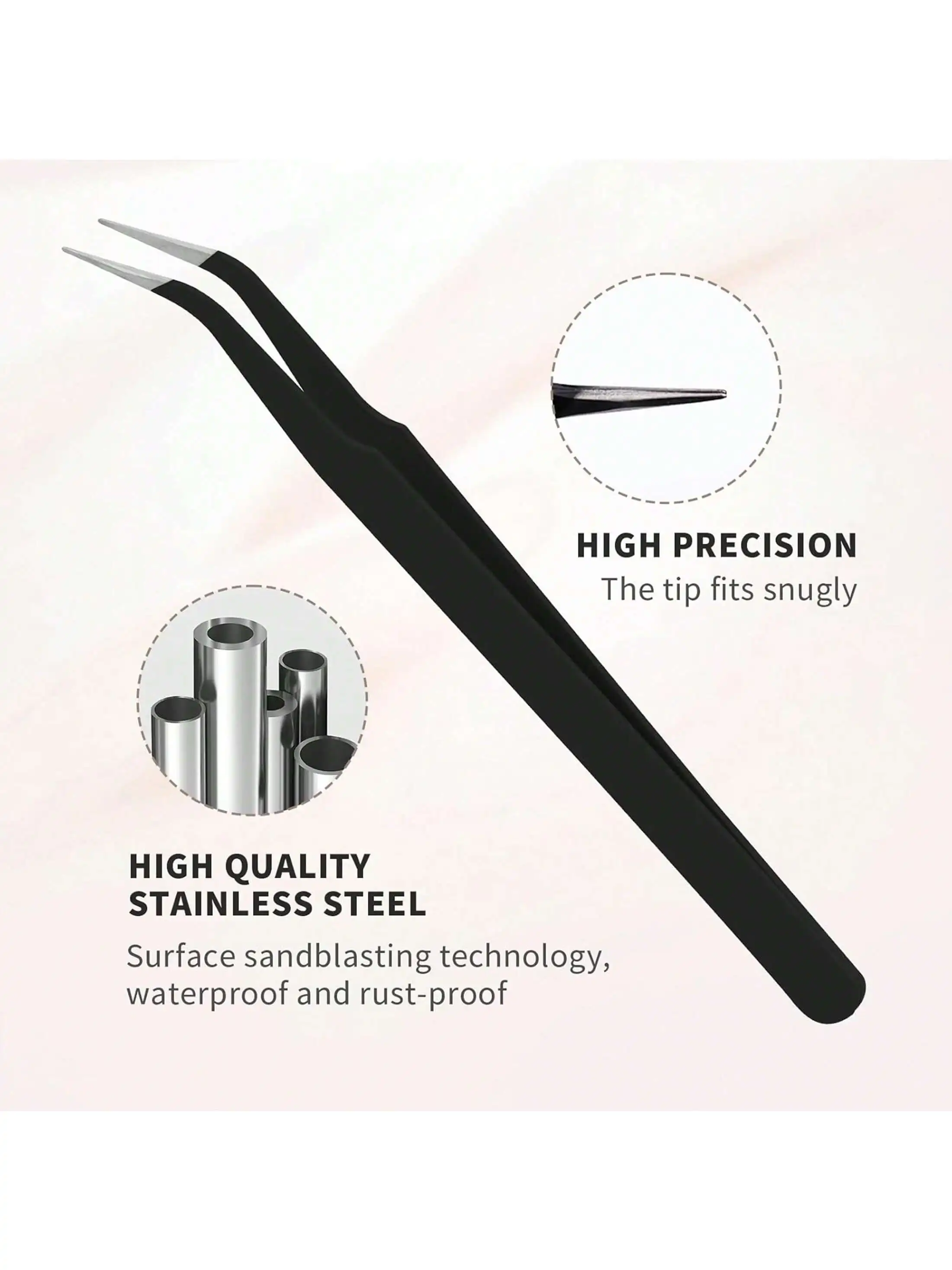 Pinzas de punta fina, acero inoxidable puntiagudo de precisión profesional, pinzas de férula de nariz de aguja curvada antiestática, 1 ud.