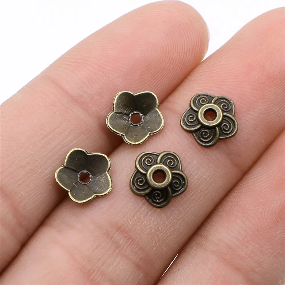 100pcs 4 Colors 9x9mm Flower Bead Caps Jewelry Findings Bead End Caps Jewelry Making Findings Bead Caps For Jewelry Making