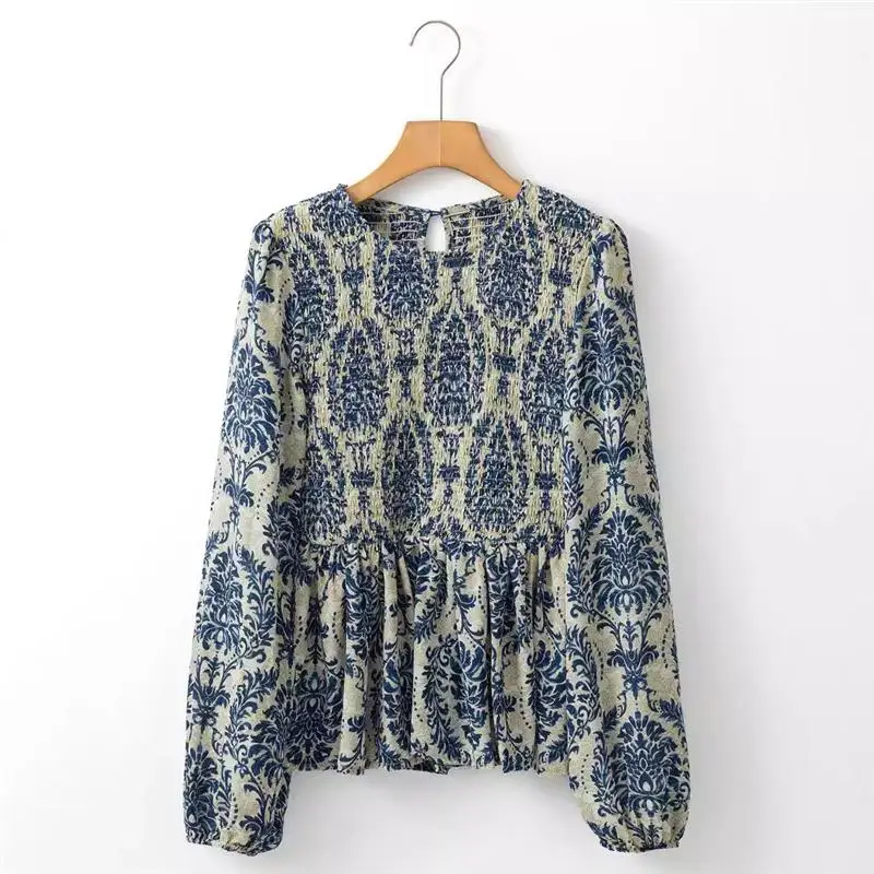 Atasan Chiffon Pria Motif Bulat Ele Long Sve, Koleksi Musim Gugur, Model Bodycon Nyaman dan Modis dengan Detail Renda