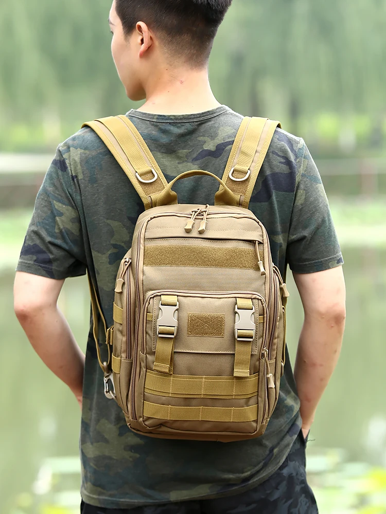 Single and double shoulder dual-purpose Luya bag, anti-splashing fishing gear, fishing bag, three shoulder straps, back rod bag.