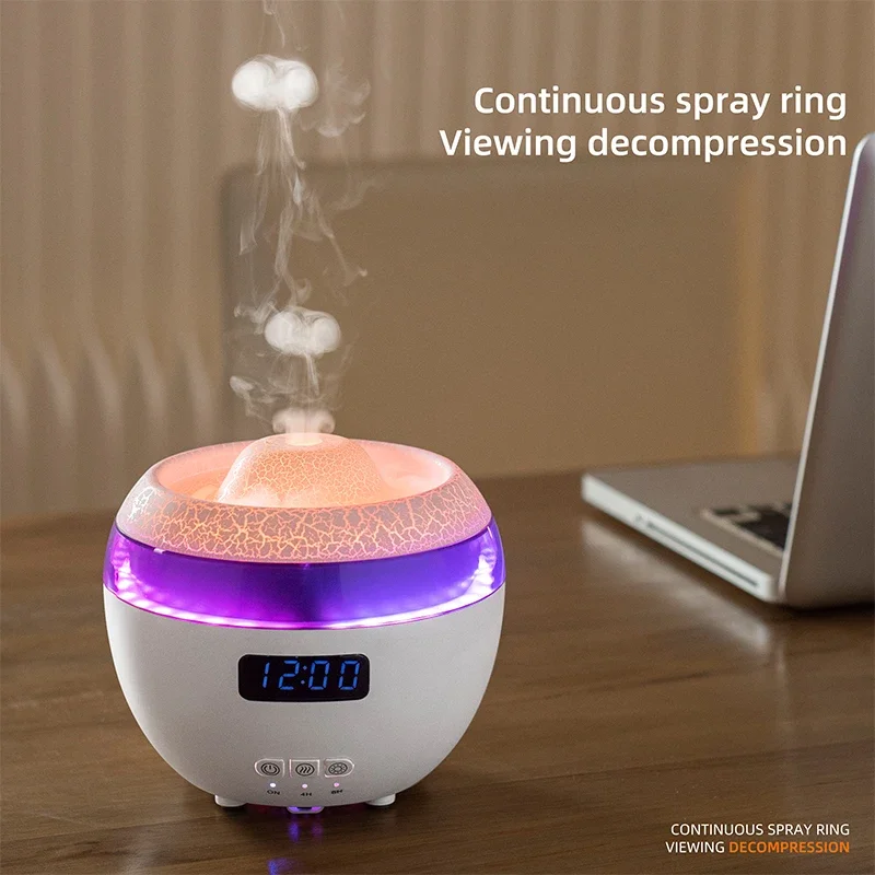 Colorful Led Lamp Portable Aroma Diffuser New Trend Volcano Jellyfish Spray Fire Flame Oil Humidifier Diffuser with Remote