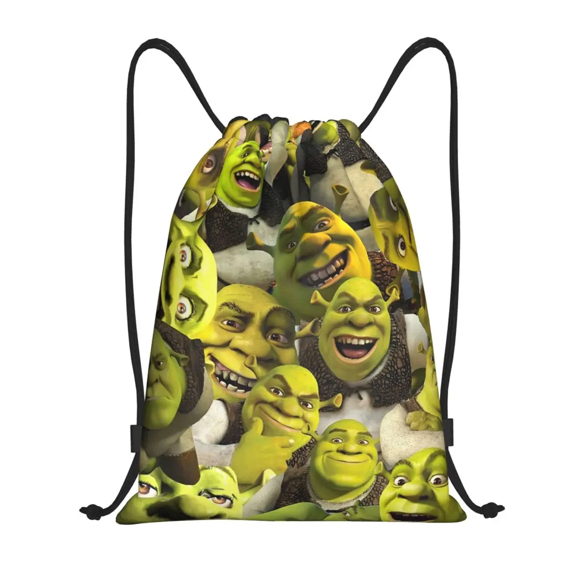 Shreks Memes Backpack Drawstring Soccer Bags Gym Bag Funny Face Anime String Sackpack for Travel