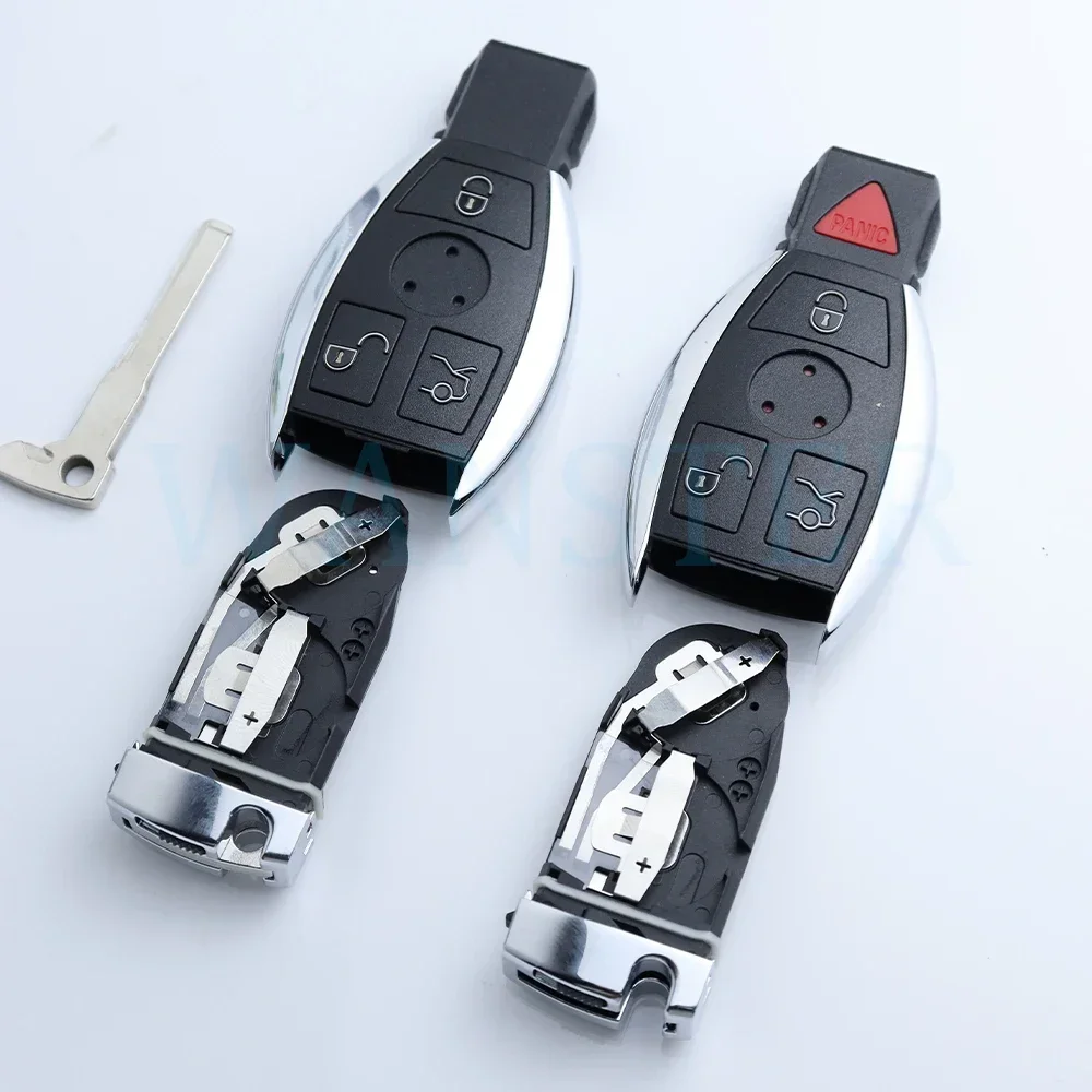 3/4 Bottons Replace Car Key Housing Remote Fob Case Shell for Mercedes Benz CL SLk CLK C E S Class BGA NEC Dual/Two/2 Battery