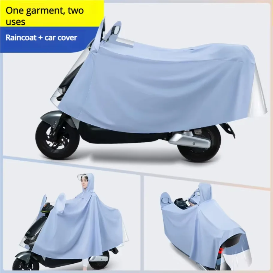 2-in-1 riding raincoat electric bicycle cover with enlarged and thickened cloak raincoat for rainstorm prevention