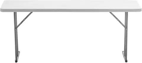 6-Foot White Granite Plastic Folding Table, 72" Long Portable Training Seminar Table for Indoor Outdoor Use