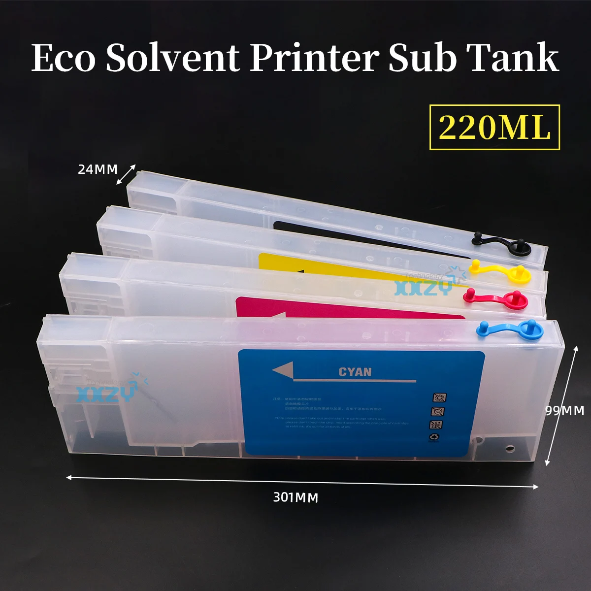 Eco Solvent Printer Refillable Ink Cartridge for Mutoh 900C 900X 1604 Roland Mimaki Printer Long Sub Ink Tank 220ML