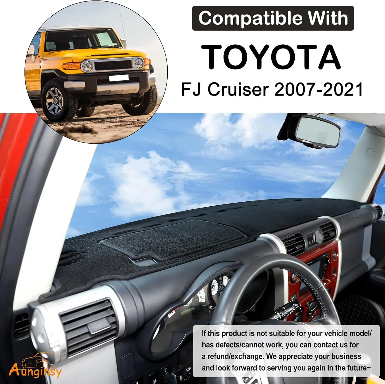 

For Toyota FJ Cruiser 2007-2022 Dash Mat Car Dashboard Covers Mat Shading Pad Sun Protection Pad Dust Pad Interior Accessories