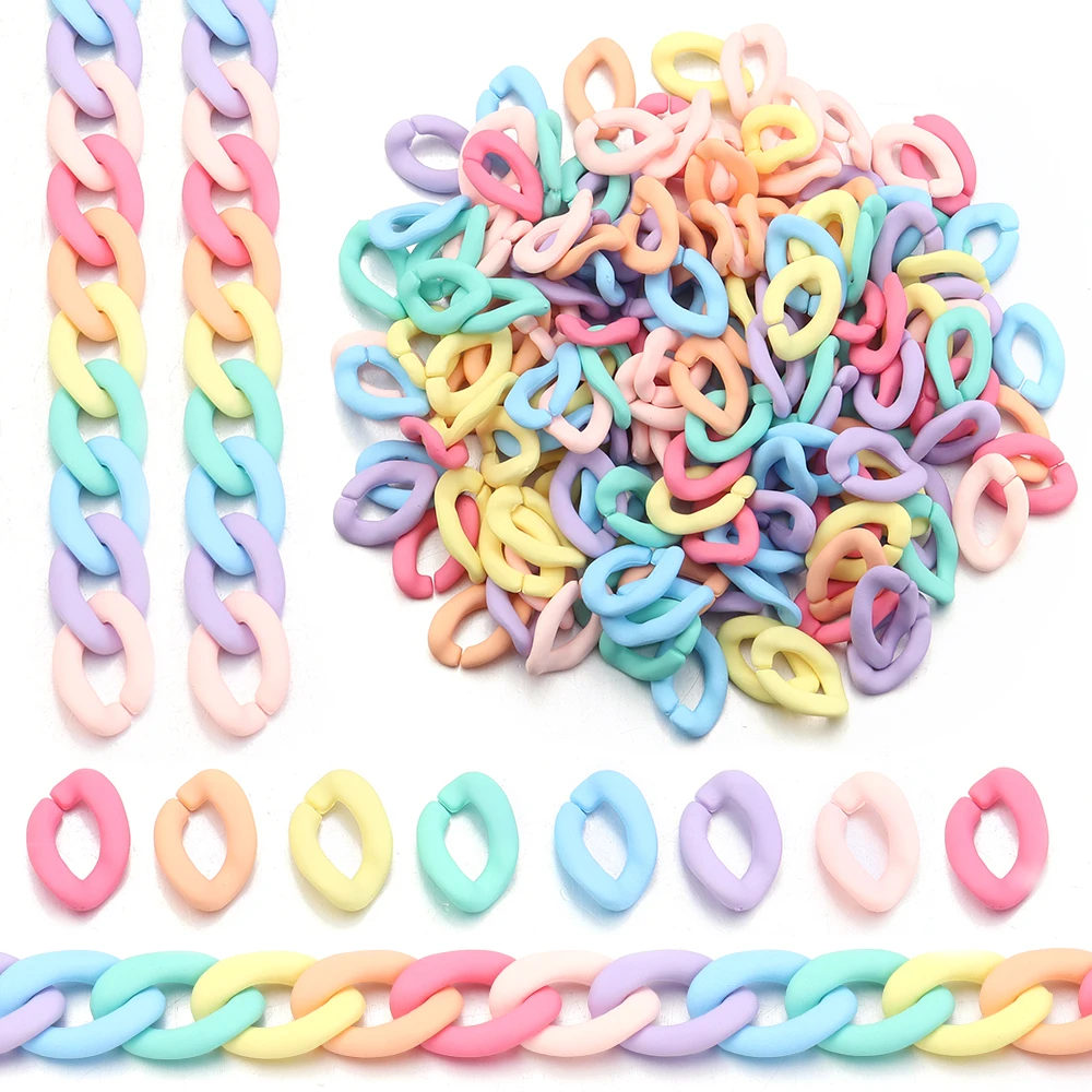 20 Stück 17 x 11 mm Acryl-Gliederkette, Bonbonfarben, zusammengebaute Teile, lose Perlen für DIY-Schmuckherstellung, Armbänder, Halsketten-Zubehör