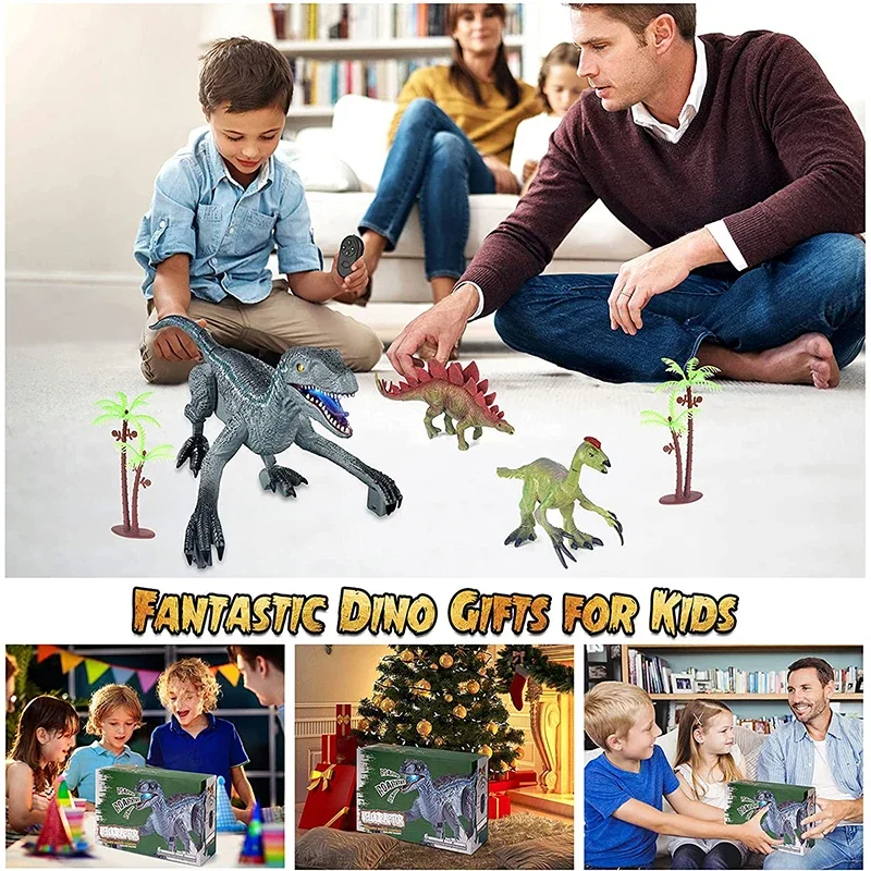 Electric Remote Control Dinosaur Velociraptor Toys Robot RC Toy Simulated Walking Swing Remote Control  for Kids Birthday Gifts