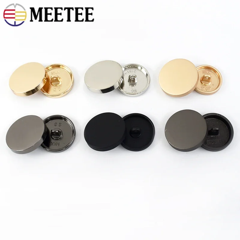 10Pcs 10-28mm Meetee Metal Shank Buttons Round Coat Jacket Clasps for Clothing Shirt Button Decoration Sewing Accessories