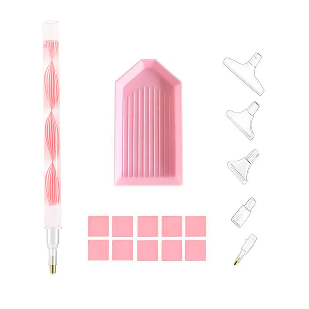 Diamond Painting Accessories Pen Tray Set Nail Art Rhinestones Pickers, Dotting Pens Tools with Storage Tray Glue Clay Wax