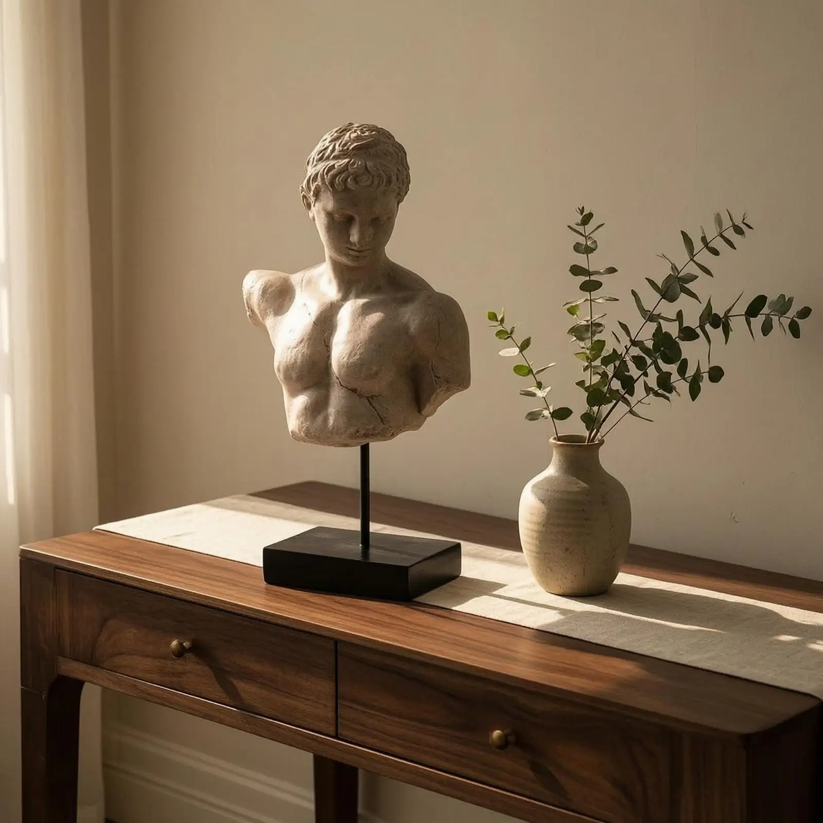 Resin Bust Sculpture Decorative Statue Art Figurine Antique Style for Living Room Entryway Decor