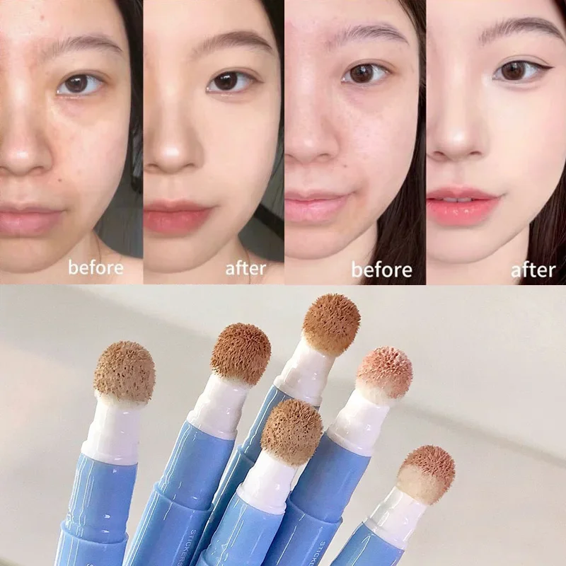 New Sponge Head Concealer for Dark Circles Freckles Acne Pigmentation and Blemishes Lasting Moisturizing Liquid Concealer Pen