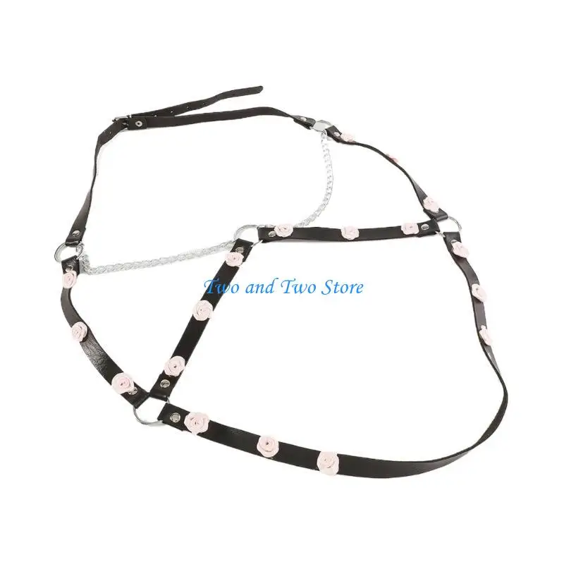 

HX6F Gothic Punk Bra Body Sexy Chain Underwear Accessory Rave Clothes Bra