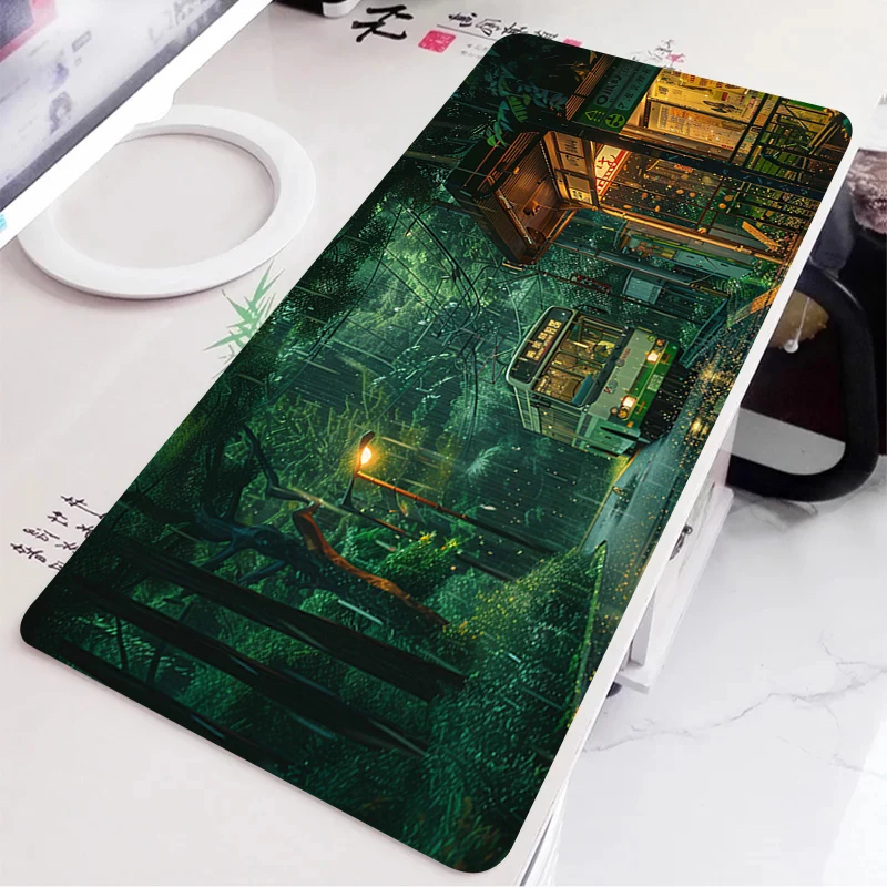 Green Desk Mat Natural Anime Scenery Laptop Mousepad PC Offices Accessories Large Mouse Pad Rubber Carpet Keyboard Extended Pads
